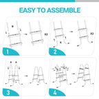 Outvita Metal Frame Above Ground Swimming Pool Entry, 2 Step Exit Ladder for 33" High Wall Pools, 300 Pound Capacity