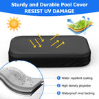 Rectangular Pool Cover for Inflatable Pool, Fits Blow Up Pool Size 120" L x 72" W, Built-in Elastic Band and Extra Buckle to Prevent Slipping, 10' x 6' Rectangle Above Ground Swimming Pool Cover