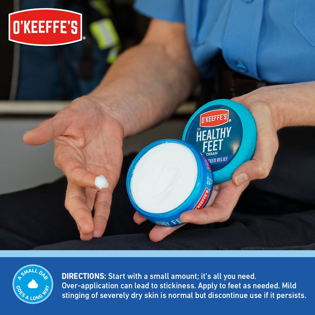 O'Keeffe's for Healthy Feet Foot Cream, Guaranteed Relief for Extremely Dry, Cracked Feet, Instantly Boosts Moisture Levels, 3.2 Ounce Jar, (Pack of 12)