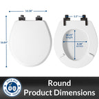 Mayfair Bennett Toilet Seat with Matte Black Hinges, Slow Close Wood Seat, Secure Metal Hinges, Easy Install, Made in USA, Round, White