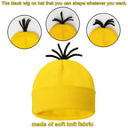 CONGRU 4 Pcs Halloween Costume Accessories Adults-Yellow Beanie hat/Goggles/Gloves/Suspenders for Halloween Dress Up