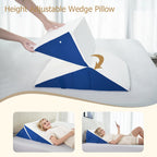 Pilyore Wedge Pillow for Sleeping, 7-in-1 Adjustable Bed Wedge Pillow for Back/Leg Support, 10" & 12" Triangle Pillow Wedge Elevated Pillows for Sleeping with Handle and Washable Cover, Blue & White