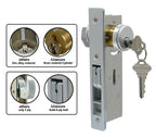 Storefront Door Lock Alsecure Commerical Door Mortise Lock for Aluminum Shop Doors 1.1/8 inch Backset Silver
