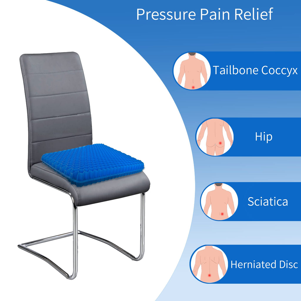 Seat Cushion, 20" Large Gel Seat Cushion for Long Sitting Pressure Relief– Back Sciatica Tailbone Pain Relief Pad, Car Seat Cushion Pad, Wheelchair Office Desk Chair Driver Seat Cushions Cooling Pads