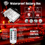 JMEXSUSS 2 Pack Red Fairy Lights Battery Operated. Total 200 LED 66ft Red Halloween Lights with Remote, 8 Modes Red String Lights for Bedroom Party Indoor Outdoor Christmas Halloween Decorations