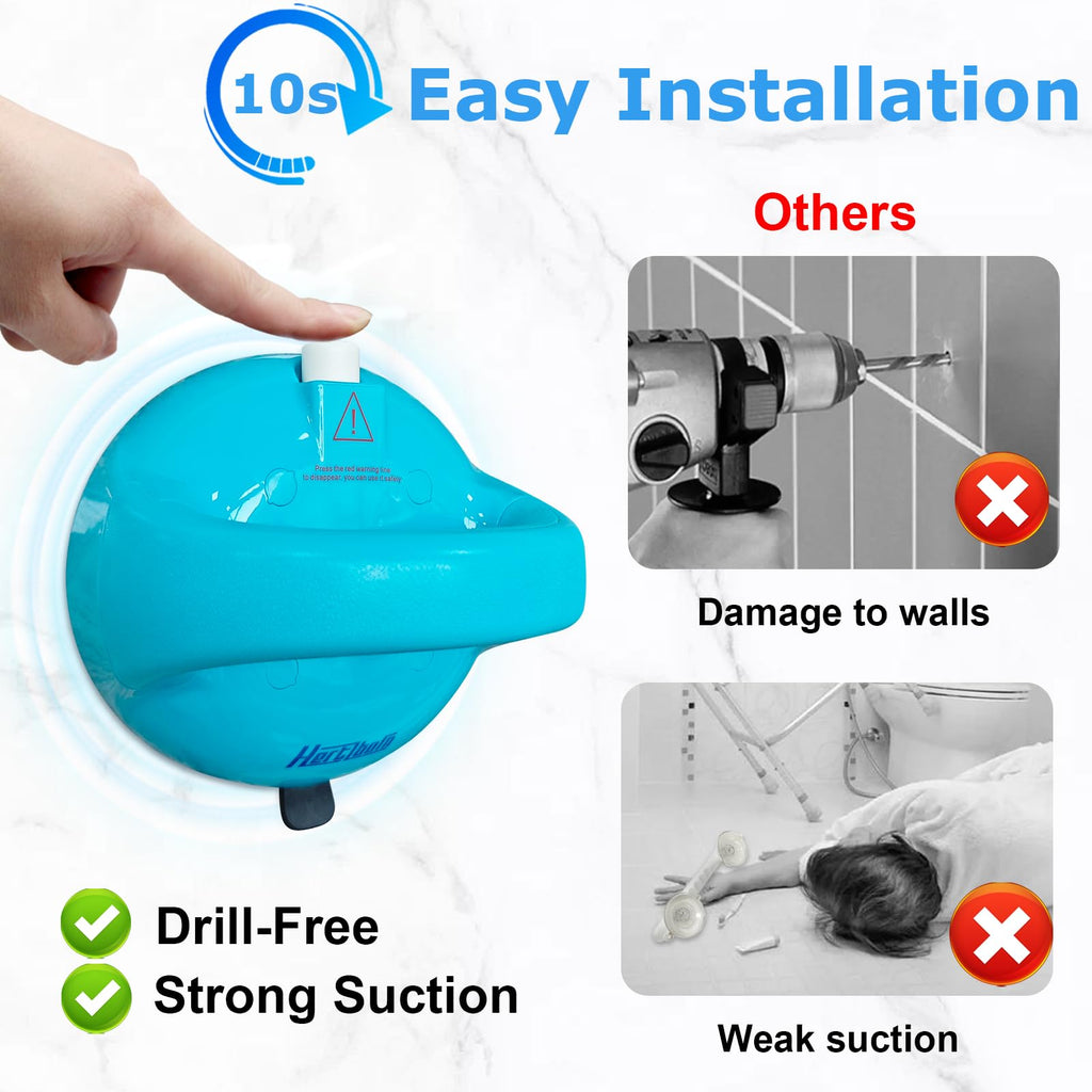 Shower Grab Bars, Safety Shower Grab Bars for Seniors, Drill-Free Shower Handle for Bathroom, Grab Bar for Elderly, Post-Surgery, Pregnant, Blue