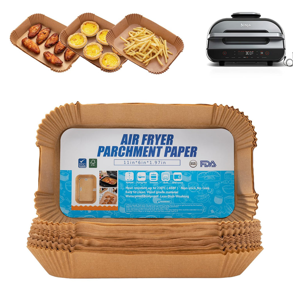 Air Fryer Liners For Ninja Foodi XL Smart FG551 6-in-1 Indoor Grill,100PCS Rectangular Air Fryer Disposable Paper Liner, Parchment Paper Liners for Ninja Smart Xl Air Fryer