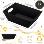 Mimorou 6 Pack Graduation Baskets for Gifts Empty Gift Basket Kit Includes 6 Empty Gift Baskets 6 Clear Gift Bags for Baskets and 10 Pull Bows Gift Packages for Graduation Birthday Party (Black)