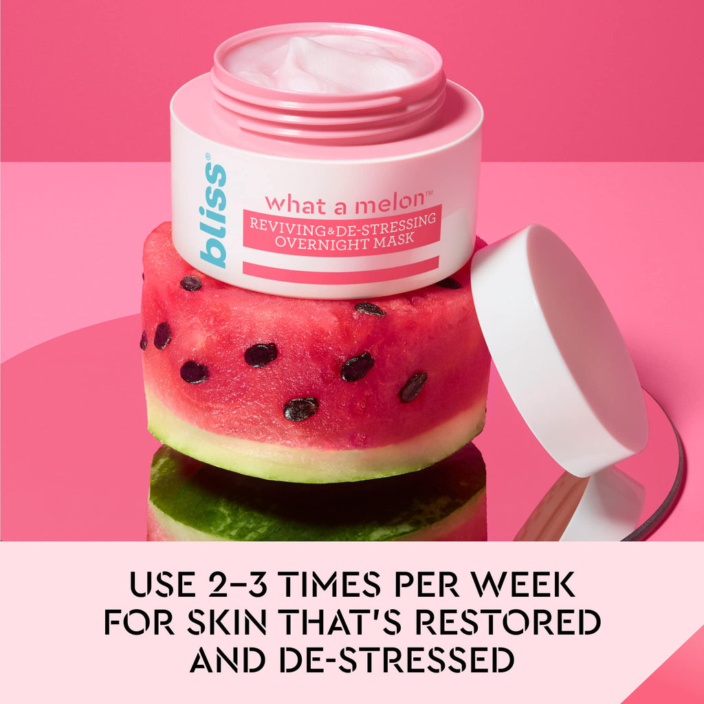 Bliss What a Melon Overnight Facial Mask - 1.7 Oz - Reviving & De-stressing Overnight Mask - Hydrates, Nourishes, and Softens - All Skin Types - Vegan & Cruelty-Free