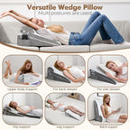 ENITYA Bed Wedge Pillow for Sleep Apnea - 3PCS Wedge Pillow for Acid Reflux Relief/Back Pain Relief/Sleeping/After Surgery/Leg Support - Memory Foam Top, Washable Cover, White