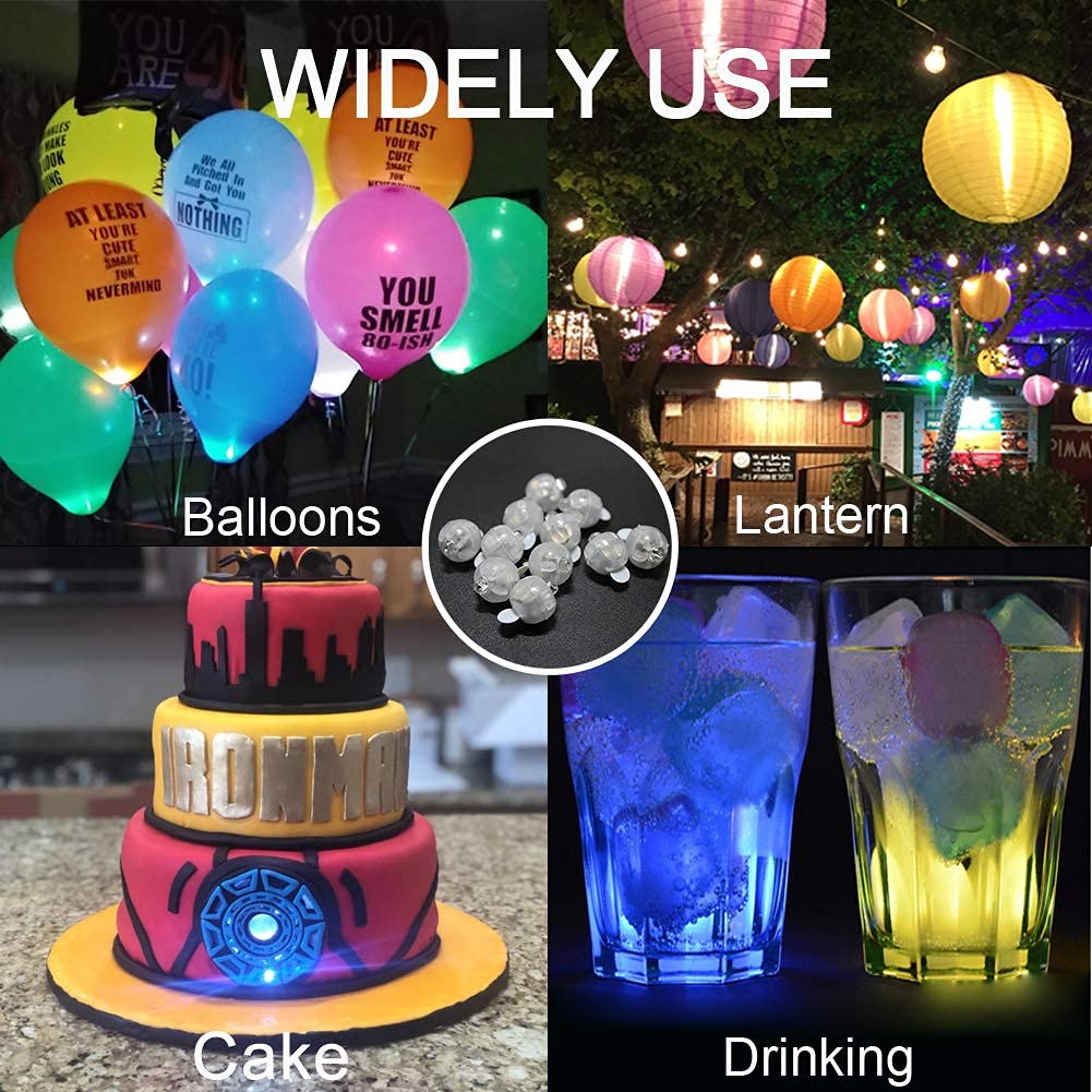JJGoo 100pcs LED Balloon Light Mini Round Balls Lights, Waterproof Tiny Led Light Longbye, Perfect for Balloons, Paper Lantern, Crafts, Mason Jar, Party, Wedding Decor, Christmas, Halloween