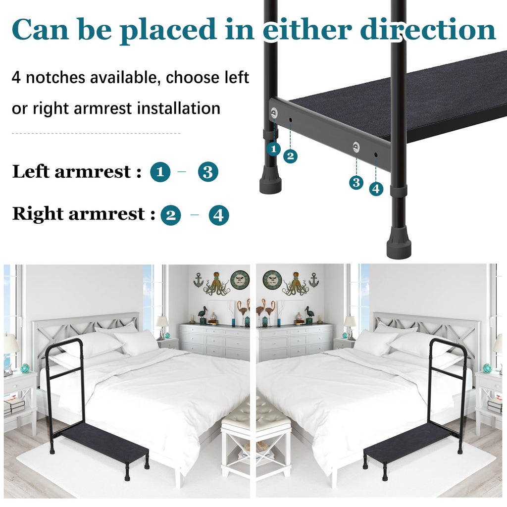 Gyykzz Bed Step Stool with Handle for Elderly Adults, 30.5" Long Bedside Step Stools for High Beds with Adjustable Height Handrails, Medical Heavy Duty Stepping Stool for Bedside, Step, SUV, Bathtub