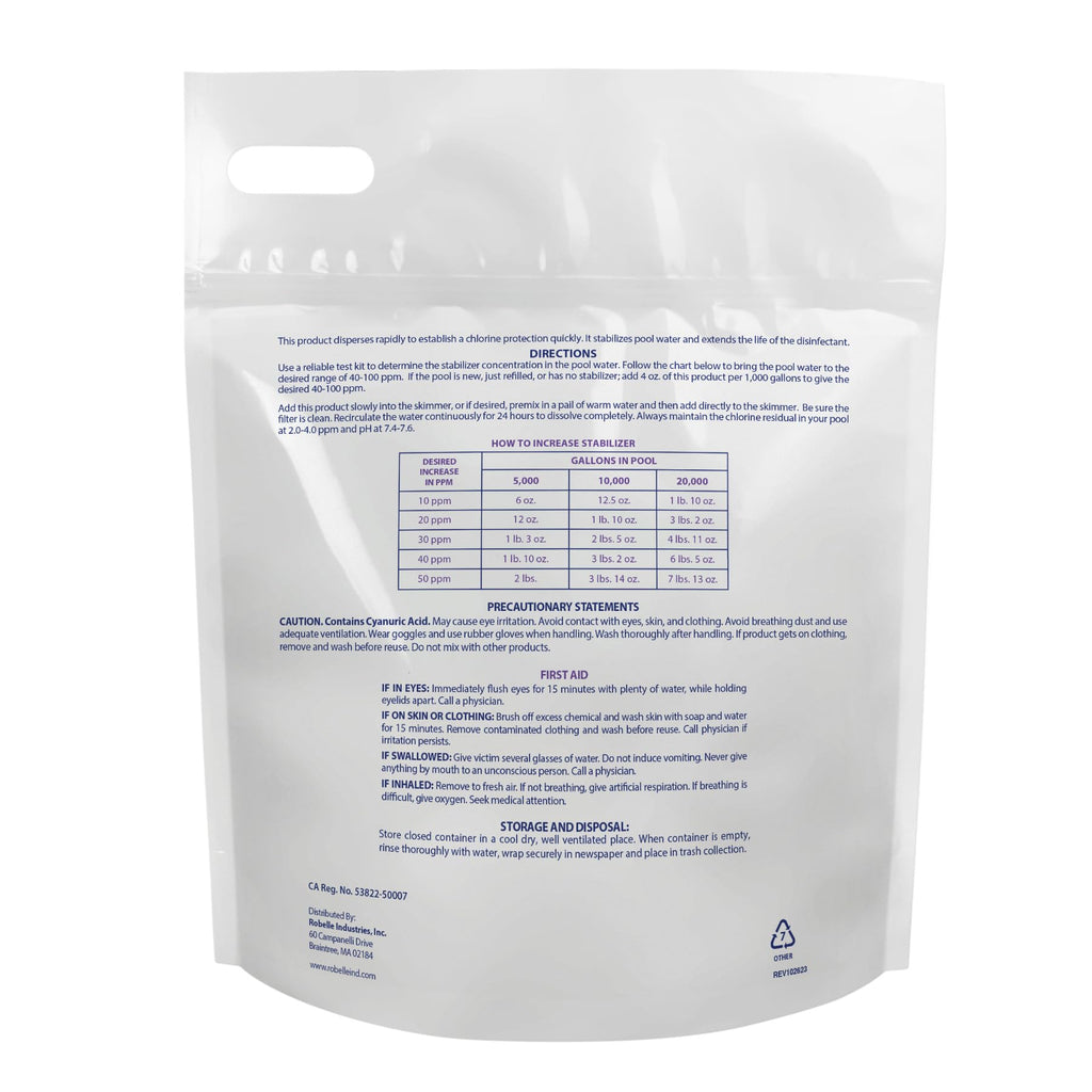 Robelle 7-Pounds Premium Chlorine Stabilizer and Conditioner, Concentrated Cyanuric Acid for Pools, Pool Stabilizer, Helps Chlorine Last Longer