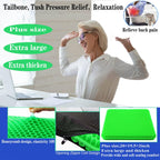 Plus Size Gel Seat Cushion for Long Sitting, Extra Large and Thick Seat Cushion, Back, Hip, Sciatica, Tailbone Pain Relief Cushion for Office Chairs, Wheelchairs, Cars, Stadium. (Grass Green)