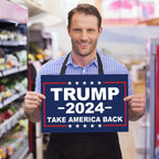 Trump 2024 Yard Sign with H-Stakes - Double Sided 18x12 Inch Trump Take America Back Signs, Placard Voted for Trump Lawn Signs Triggering Signs Rally Decoration Outdoor Lawn Yard Signs