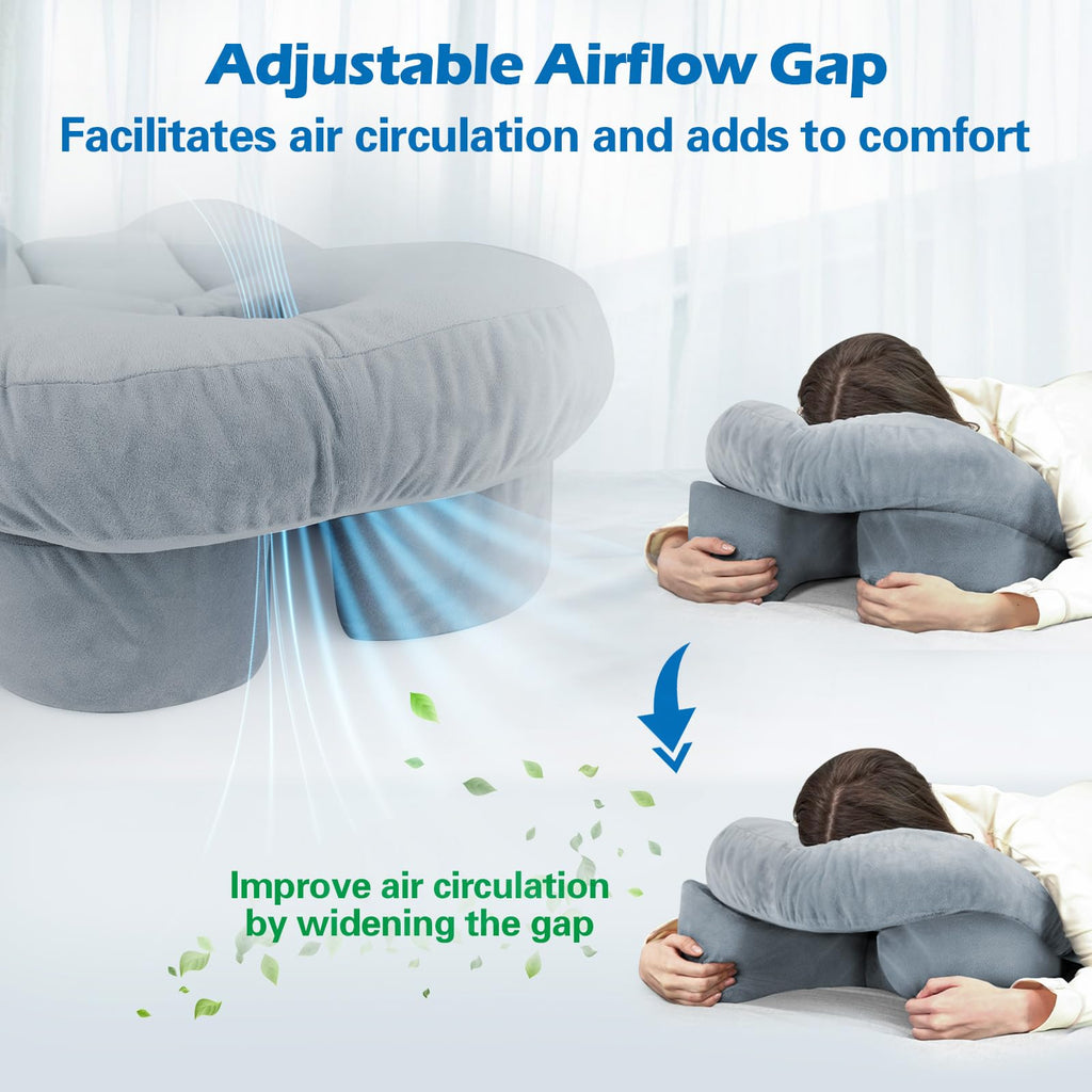 HOMCA Face Down Pillow After Eye Surgery - Home Massage Pillow Face Down for Bed Stomach Sleeping Pillow, BBL Pillow After Surgery with CertiPUR-US Certified Shredded Memory Foam