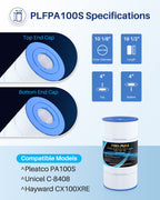 POOLPURE PA100S Pool Filter Replaces Hayward SwimClear C100S, CX100XRE, PA100S, Ultral-D3, 100 sq.ft Filter Cartridge