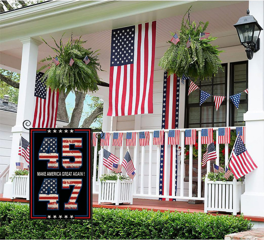 EKOREST Donald Trump 2024 Garden Flags for Outside, 45 47 Take America Back Yard Decoration,Small Outdoor Decor for American President Election,12x18 Inch Double Sided