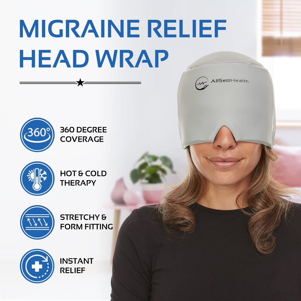 2 Pack Migraine Relief Ice Head Wrap Headache and Migraine Hat | Cold Gel Head Ice Pack with Face and Eye Mask Compress for Cooling Migraine Relief - Tension Headache Relief, Sinus Pressure Relief