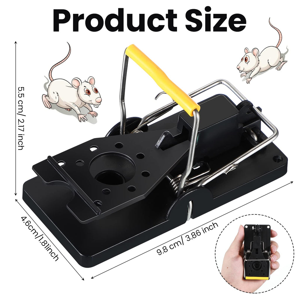 Qualirey 50 Pcs Mouse Traps Plastic Mice Trap House Indoor Rat Trap Quick Effective Safe Mouse Traps for Warehouse Garden Kitchen 3.86 x 1.81 x 2.17 Inch (Black,Yellow)