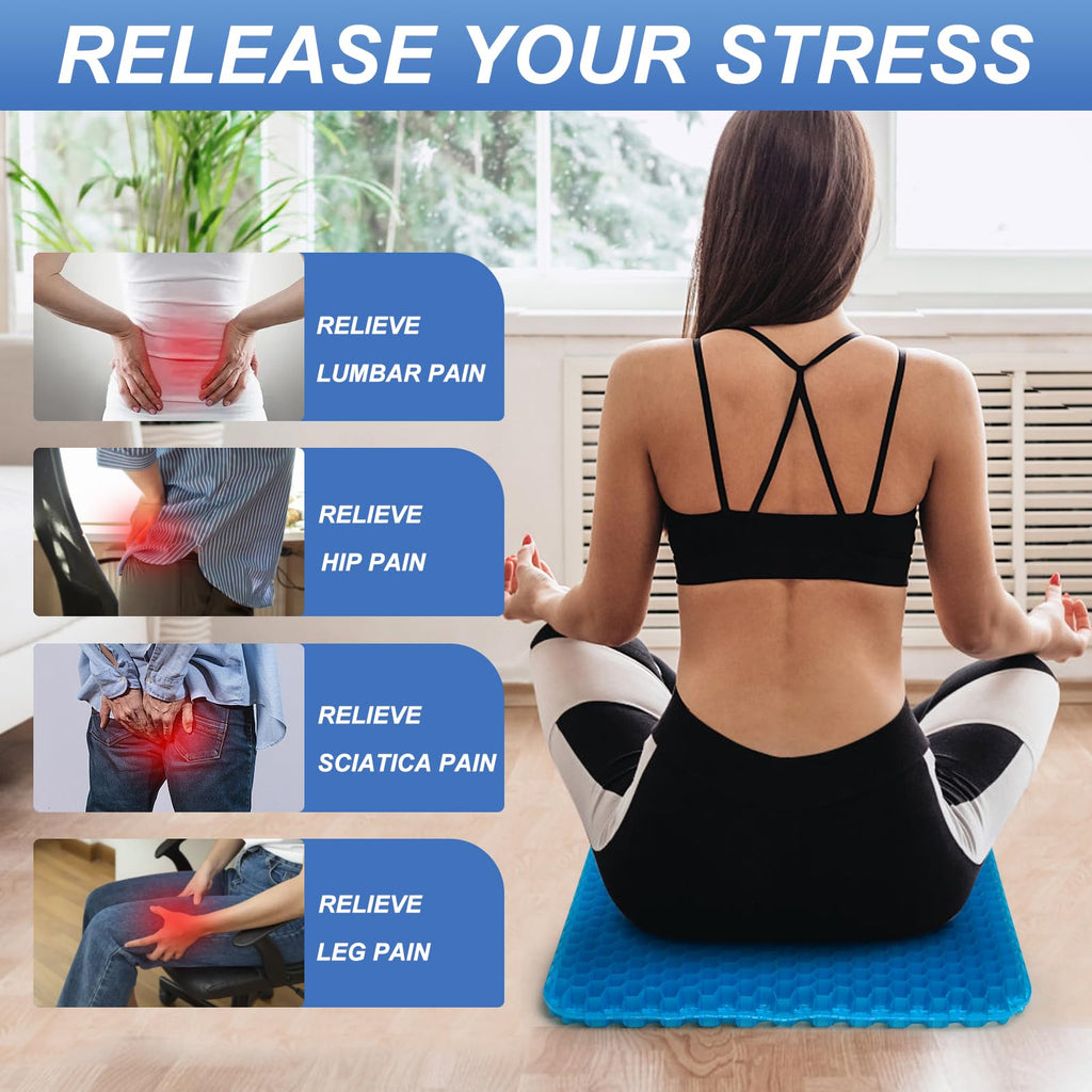 LYUANEC Gel Seat Cushion for Long Sitting, (18.5 Inch Extra Large Cushion) Soft＆Breathable Gel Cushions for Pressure Relief, Wheelchair Seat Cushions, Honeycomb Seat Cushions, Office Chair Cushions