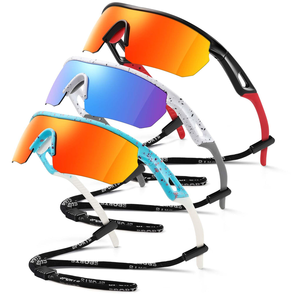 Kids Sunglasses Youth Baseball Sunglasses for Boys Girls 3-12 Polarized Softball Cycling Sports Goggles UV Protection