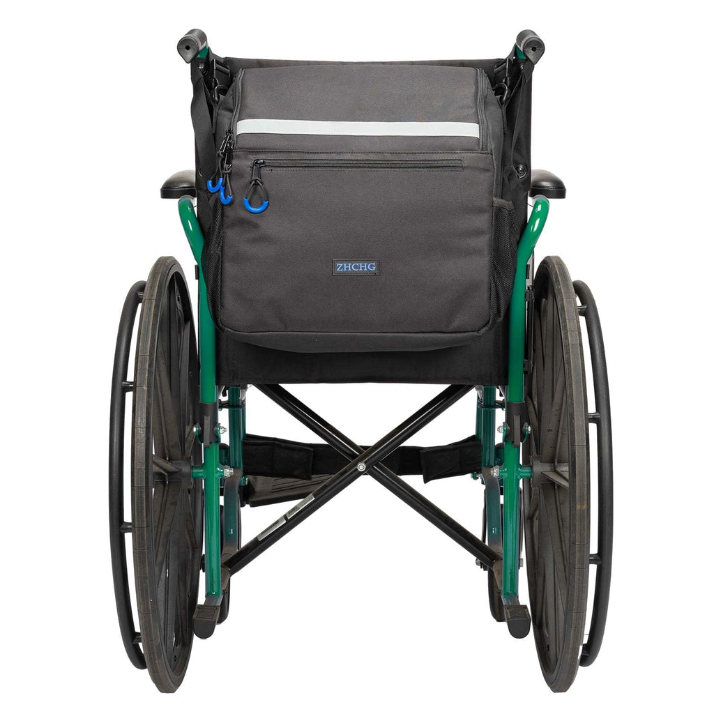 ZHCHG Wheelchair Bag, Wheelchair Backpack with Cup Holder, Wheelchair Bag to Hang on Back, Electric & Wheel Chair Accessories, Large Storage Bag for Walker Rollator