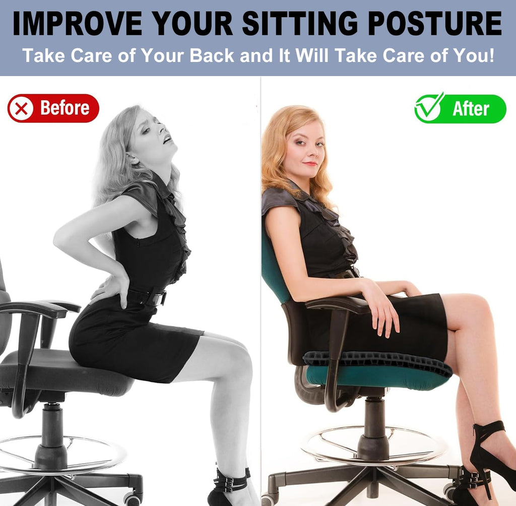20" Gel Seat Cushion for Long Sitting(Jumbo&Thick) – Office Chair Cushion – Wheelchair Cushions for Pressure Sores – Non-Slip Desk Chair Car Seat Cushion Driving – Sciatica & Back Pain Relief