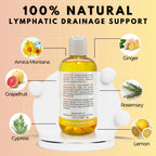 Lymphatic Massage Oil for Massage Therapy | 100% Natural Lymphatic Drainage Oil | Premium Quality with Arnica, Lemon & Ginger Oil | for Post Surgery Recovery & Detox | 8oz by Brookethorne Naturals