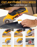 Cardboard Cutter Electric Box Cutter, Stocking Stuffers for Men Gifts Christmas Tools 4V Cordless Electric Scissors Rotary Blade for Cardboard Recycling Rechargeable DIY Cutting Carpet Leather Plastic