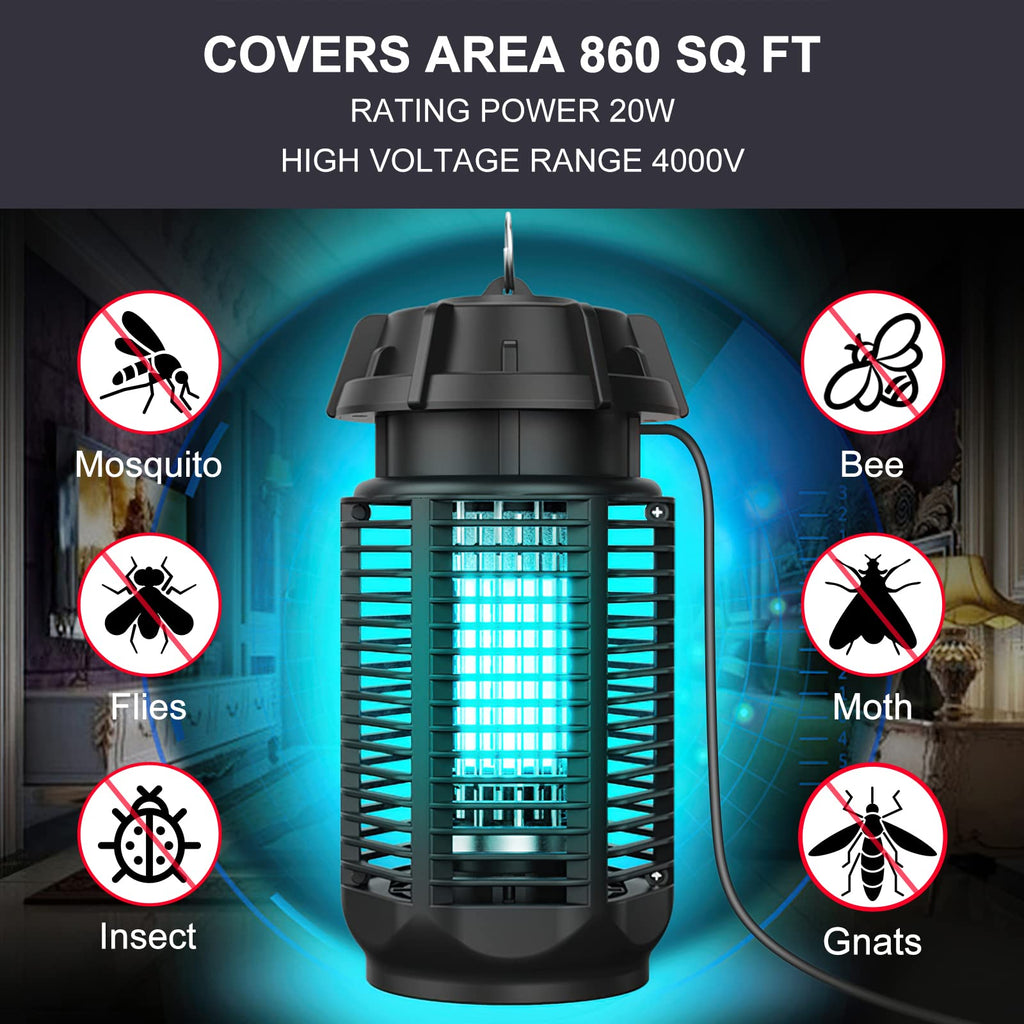 Bug Zapper, Meilen 20W/4000v Electric Mosquito Zapper Portable Mosquito Killer Lamp Waterproof Fly Trap Insect Killer for Indoor and Outdoor Home Backyard Camp Site Garden