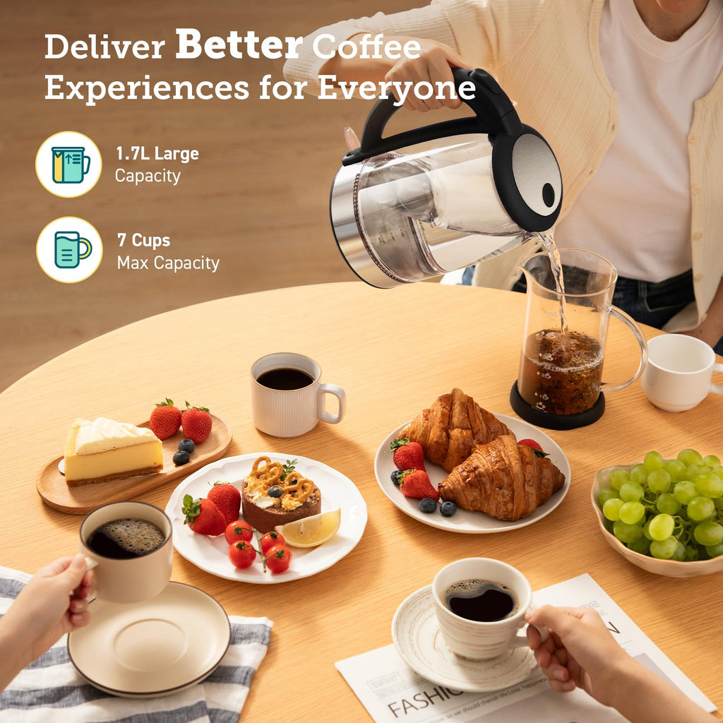 COSORI Electric Kettle, No Plastic Contact with Water, 1.7L/1500W, Stainless Steel Inner Lid & Filter, Tea Kettle For Coffee & Tea, Hot Water Kettle Teapot Boiler & Heater, Automatic Shut Off, Black