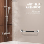 24 Inch Shower Grab Bar w/Anti Slip Rubber Grip, Munzong Stainless Steel Bathroom Grab Bar, Chrome Bathroom Balance Bar,Safety Handrail Support,Handicap Injury Elderly Senior Assist Bath Handle