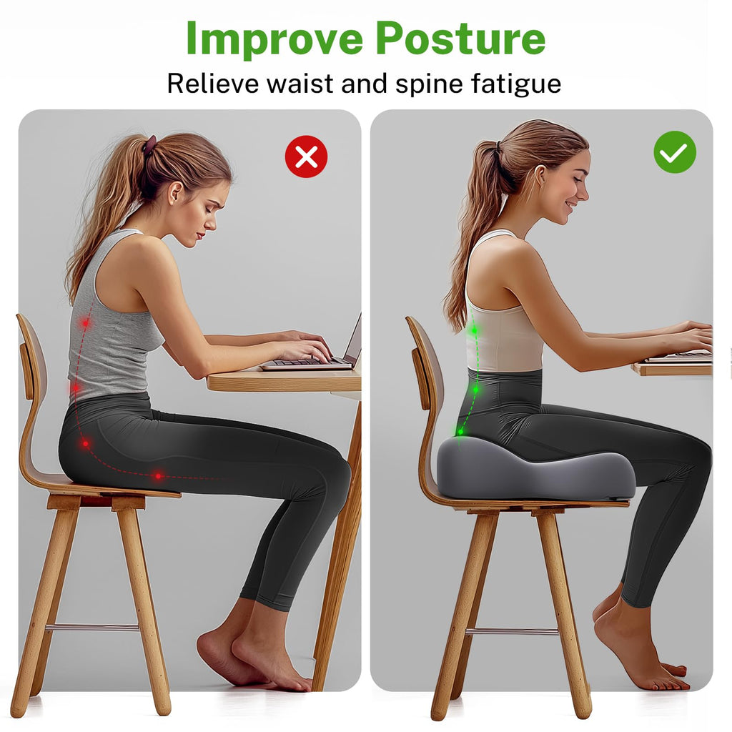 Benazcap Large Seat Cushion for Sciatica Pain Relief, 2024 Upgraded Seat Cushions for Office Chairs, Desk Chair Cushions/Office Chair Cushion, Tailbone Pain Relief Cushion for Car/Wheelchair
