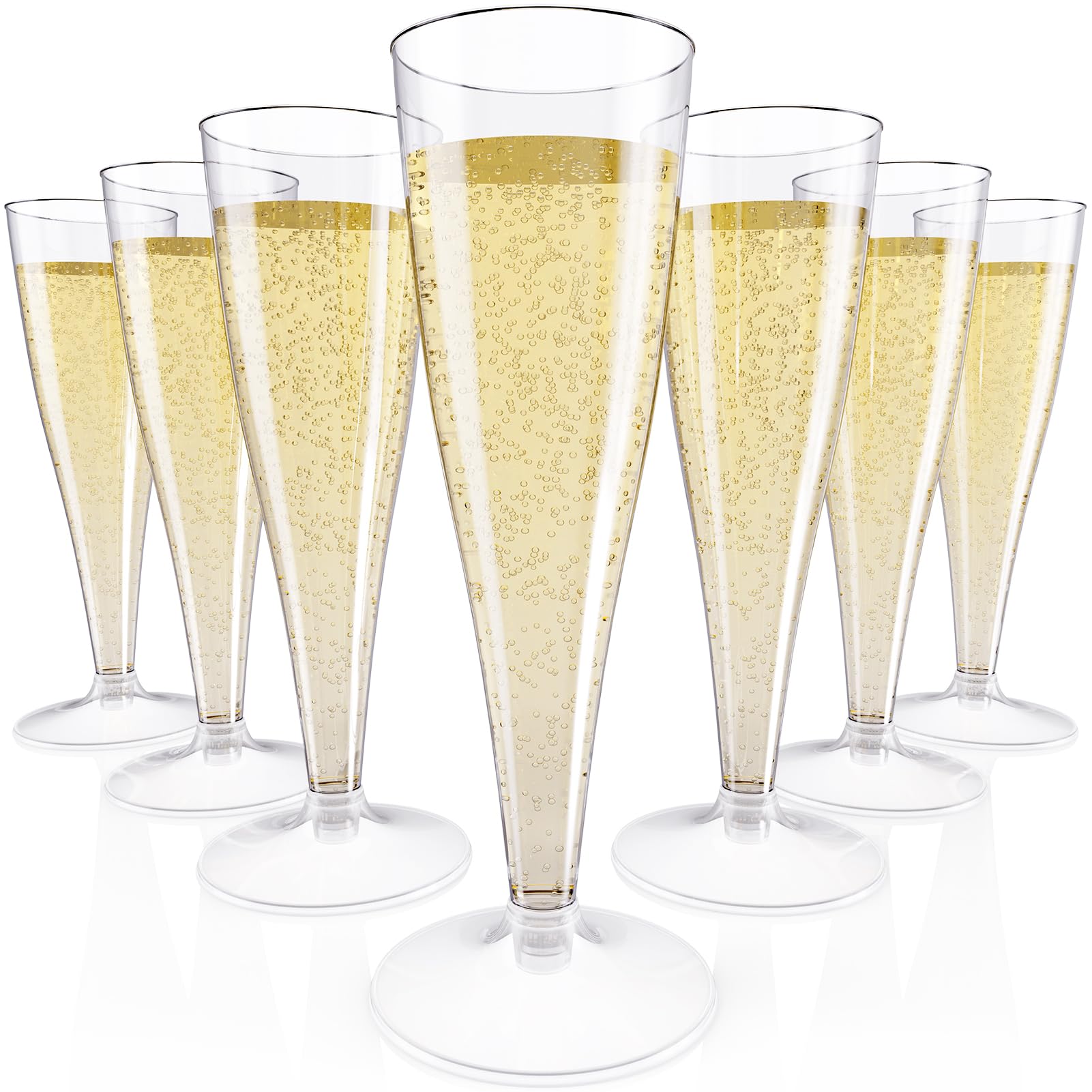 JOLLY CHEF 100 Pack Plastic Champagne Flutes Disposable 4.5 oz Clear Plastic Champagne Glasses Suitable for Wedding, Thanksgiving Day, Christmas