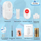 ChunHee Wireless Caregiver Pager Call Button Nurse Alert System Portable SOS Call Bell for Elderly Patient Emergency for Home with 3 Low Remind 3 Button +2 Vibration Receiver …