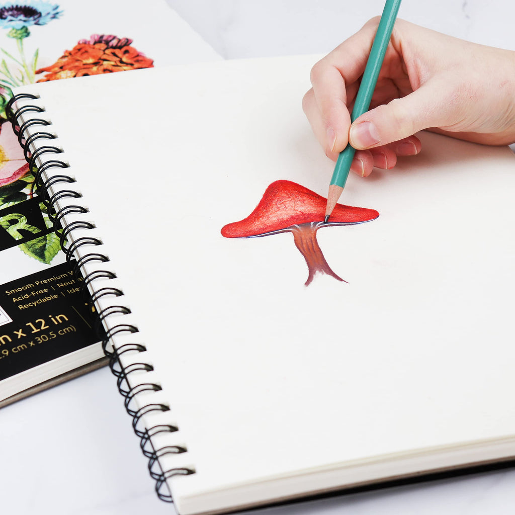 DOODLE HOG 2PK Drawing Pads - 9"x12" White, Perforated, 70lb / 114gsm Sketch Pad - Includes 50 Sheets/Pad; 100 Sheets Total, Ideal for a Variety of Dry Media - Drawing Paper for Artists, Students & Kids