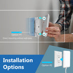 LIDER Flat-Face Outlet Extender with 3 Receptacles, Ultra-Thin Wall Plate Plug with Cord Extender and 3-Outlet Power Strip, 3ft Cord, LWE3-315-W, White