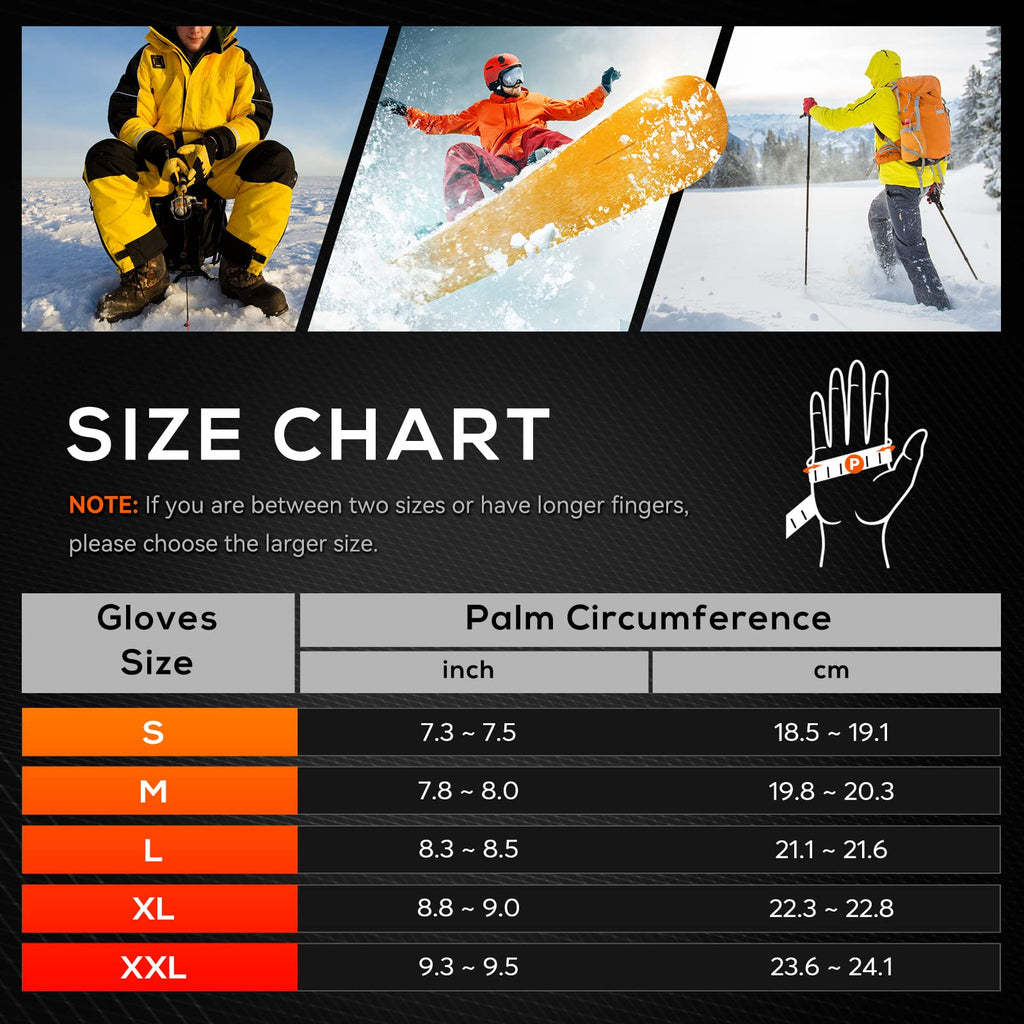 Heated Gloves for Men Women 7.4V Battery 22.2WH Rechargeable Heated Ski Gloves Touchscreen Waterproof Electric Heated Gloves for Winter Outdoor Work Skiing Hiking Camping Raynaud Riding(XL)