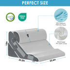 MEGCXIT 3PCS Bed Wedge Pillow for Headboard, 10-in-1 Adjustable Foam Wedge Pillow for Acid Reflux Relief, 23” Wide Triangle Pillow Wedge for Post Surgery, Back Pain Relief & Snoring, White/Grey
