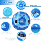 KEUCL Snow Tube, 47 Inch Cold-Resistant Inflatable Big Snow Sled for Kids and Adults, Thickened Heavy Duty Hard Bottom Sleds Snow with Handles, Winter Toys for Outdoor Sledding Snow Tube Sports