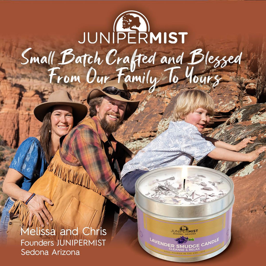 JUNIPERMIST Lavender Sage Smudge Candle (6 Oz) - for Meditation & Cleansing Negative Energy - Made in USA with Soy Wax, Essential Oils, Sage - Smokeless Alternative to Sage Smudge Sticks