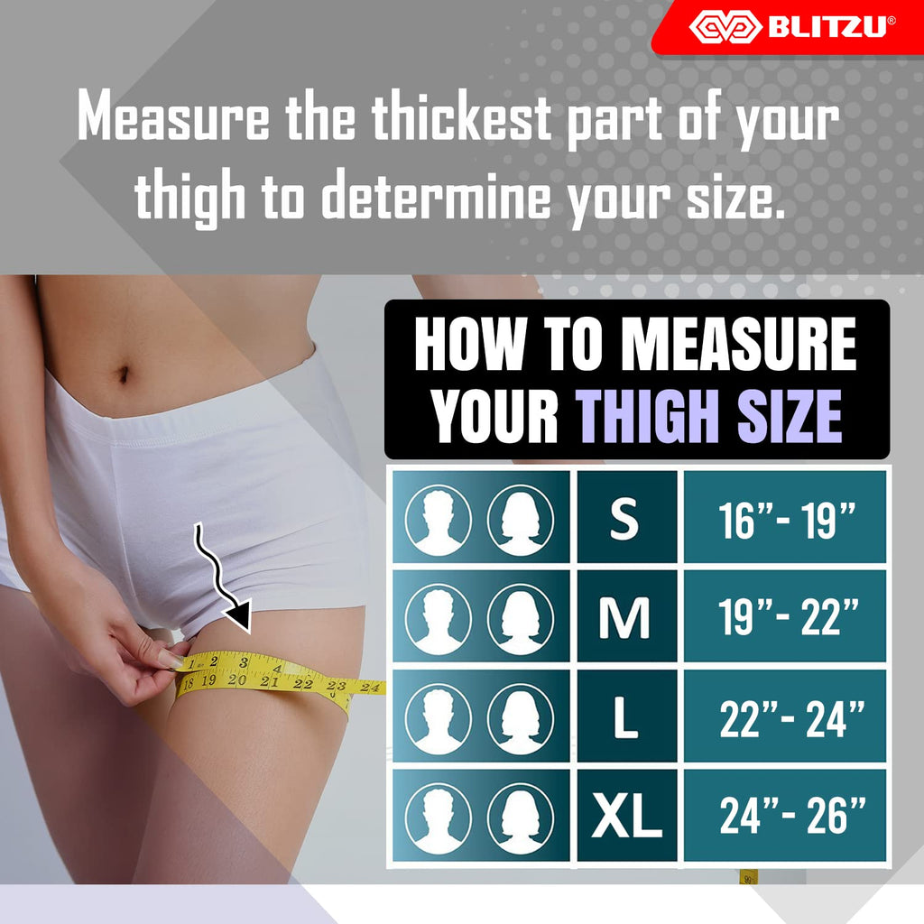 BLITZU Thigh Compression Sleeves (Pair) Quad, Groin and Hamstring Support. Upper Leg Sleeves for Men and Women. Thigh Braces for Thigh Pain. Upper Thigh Wrap for Pulled Muscle Relief WHITE, M