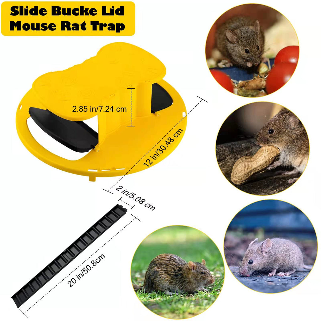 Mouse Trap Bucket ，Bucket Lid Rat Trap,Auto Reset Multi Catch Humane Rat Trap for Indoor Outdoor, Compatible 5 Gallon Bucket-2 Pack