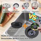 BAOLSLS 3 in 1 Kitchen Sink Stopper, Pop Up Kitchen Sink Drain Strainer, with an Extra Basket Strainer, Kitchen Sink Drain Stopper for US Standard 3-1/2 Inch, Brass Material Electroplate Black