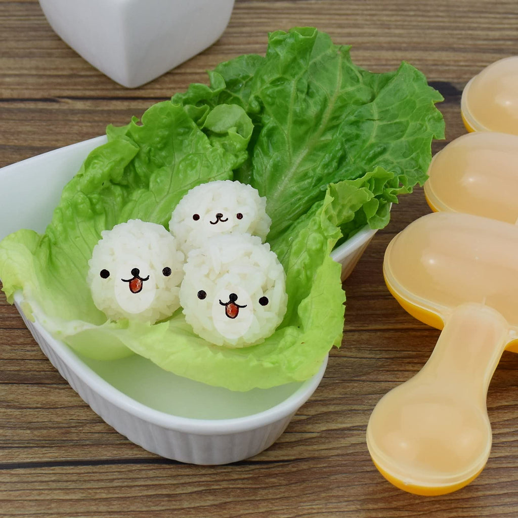 Rice Ball Mold,Rice Ball Shaker, Ball Shaped Kitchen Tools DIY Lunch, Maker Mould Food Decor for Kids, Mold With a Mini Rice Scoop（yellow）…