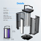 Bug Zapper Outdoor Indoor, Solar Mosquito Zapper with Reading Lamp, Cordless & Rechargeable Electric Insect Fly Zapper with 4200V High Powered UV Light, 2 in 1 Mosquito Killer for Home Backyard Patio