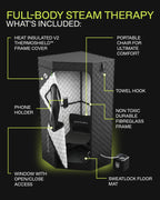 SAUNABOX® SmartSteam Kit Pro | Personal Steam Sauna for Home Use | Portable Sauna Tent with Chair, Mat & Case | Full-Body Steam Therapy for Relaxation, Detox & Recovery