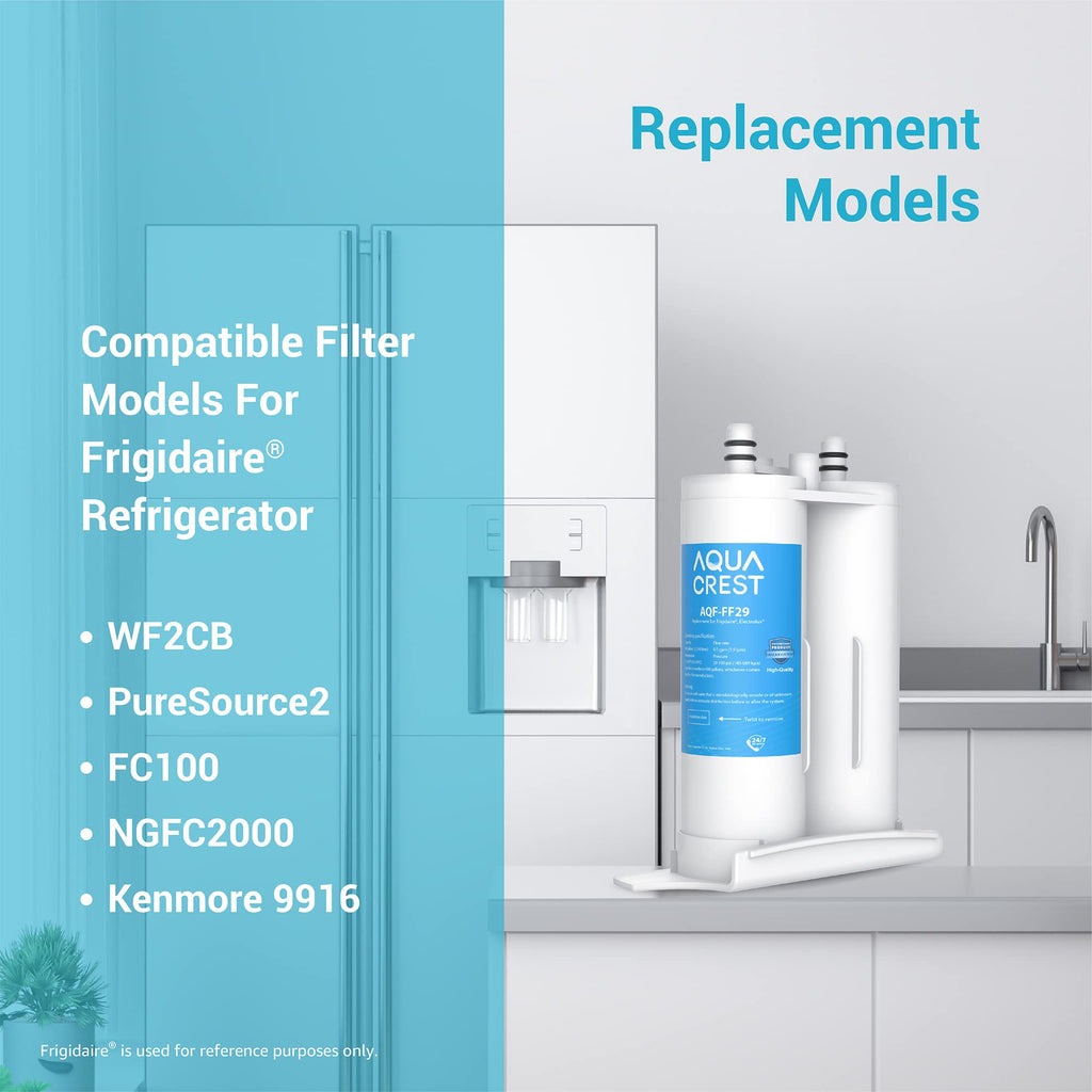 AQUA CREST Refrigerator Water Filter Replacement for WF2CB®, PureSource2®, FC100, NGFC 2000, 9916, 469916, 469911, EWF2CBPA®