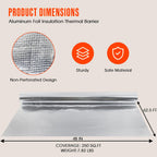 ZXQDRE Sauna Foil Vapor Barrier, 250 sqft Aluminum Insulation Roll Heavy-Duty Non-Perforated Reflective Thermal Barrier for Energy Efficient Sauna, Attic, Garage and Crawl Space (4FT x 62.5FT)
